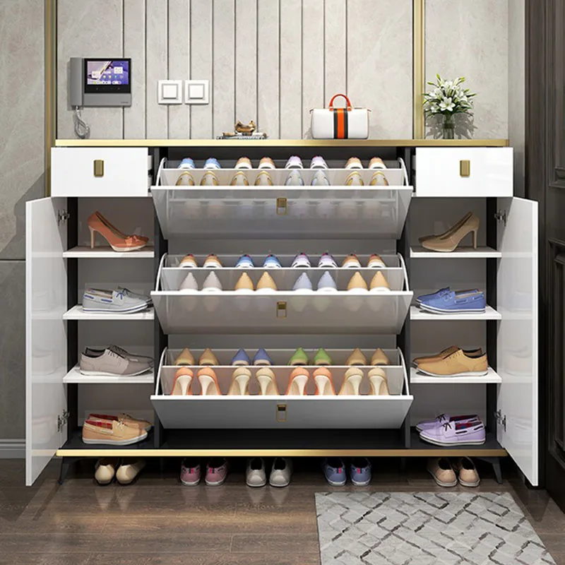 Shoe Rack Cabinet Narrow Entryway - Armários de sapato estreitos ultra finos