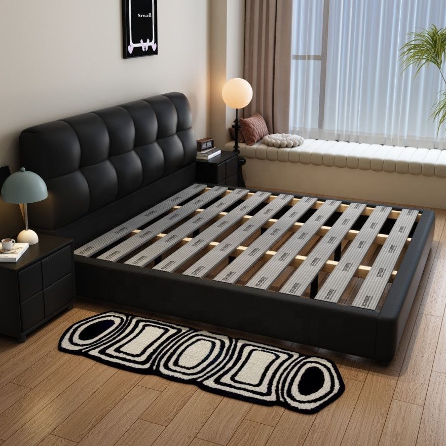 King Size Bed Frame With Storage Drawers - # Cama Box de Couro Preto