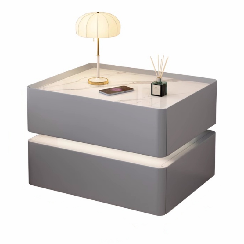 Solid Wood Nightstand 2 Drawers - Mesa de cabeceira inteligente de madeira