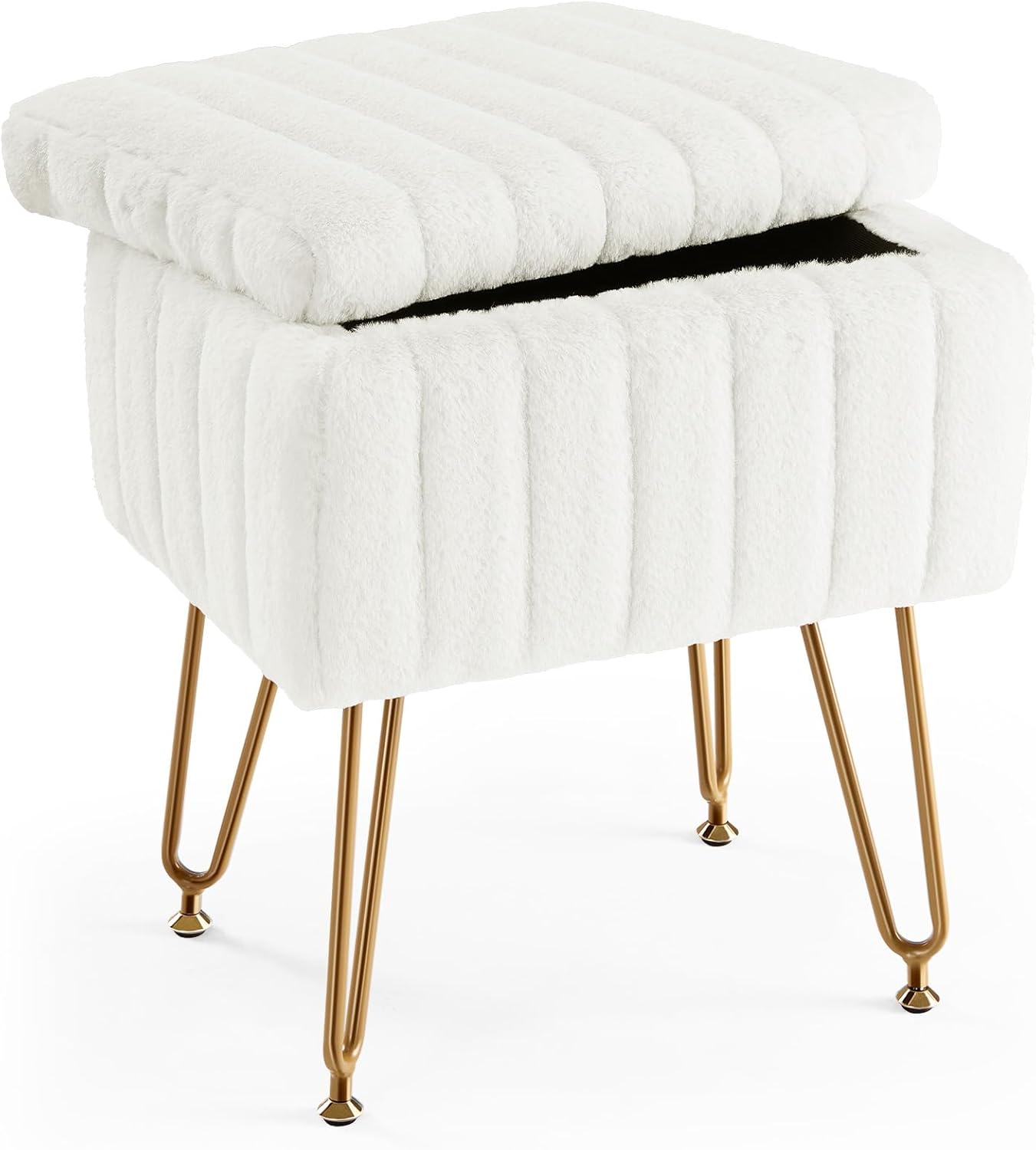 Bedroom Furniture - Banco de Armazenamento Branco, Puff Acolchoado