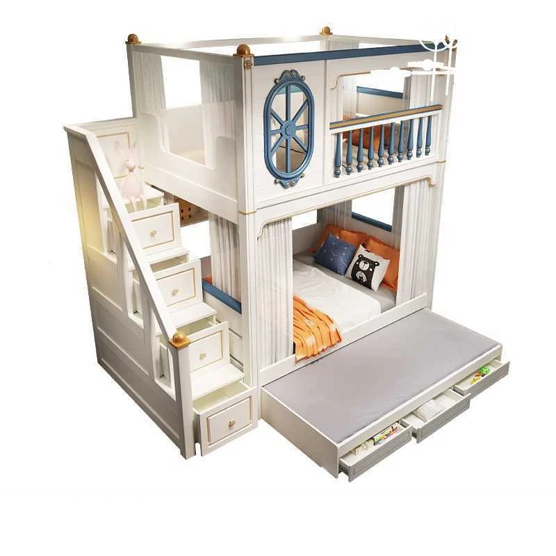 Bunk Bed With Stairs And Slide - -Para beliche de móveis de quarto