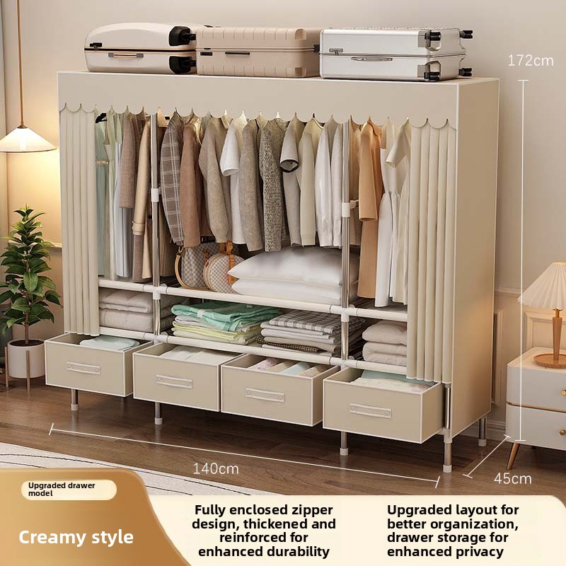 Wardrobe Closet Portable Fabric Cover - Armário Portátil com Capa, Cabideiro Dobrável