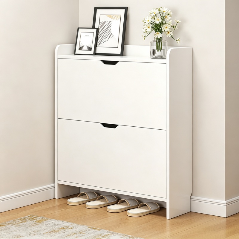 Shoe Rack Cabinet Narrow Entryway - Armário Organizador de Sapatos de Madeira