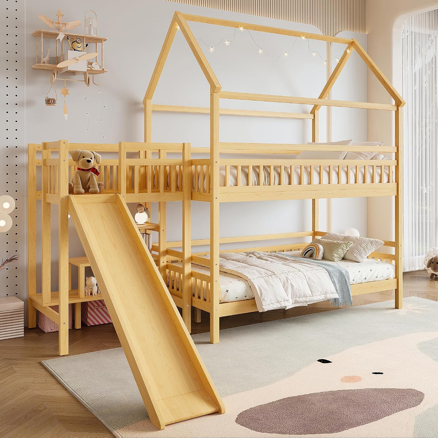 Bunk Bed With Stairs And Slide - Beliche de Casal com Design de