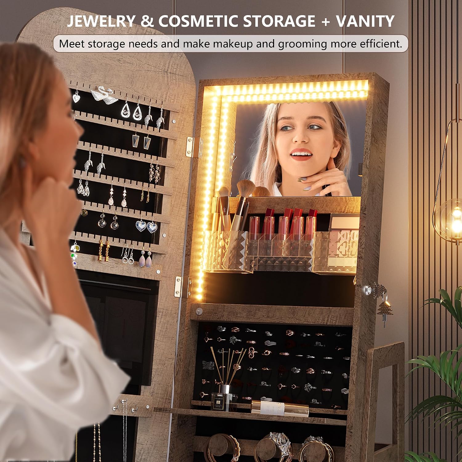Organizador de Joias com Espel - Full Length Mirror Jewelry Armoire avaliação e preço