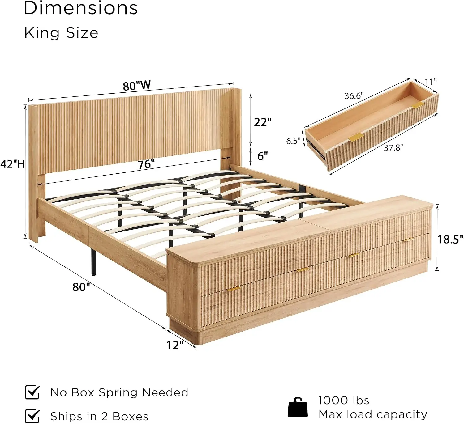 Estrutura de Cama King Size co - King Size Bed Frame With Storage Drawers avaliação e preço