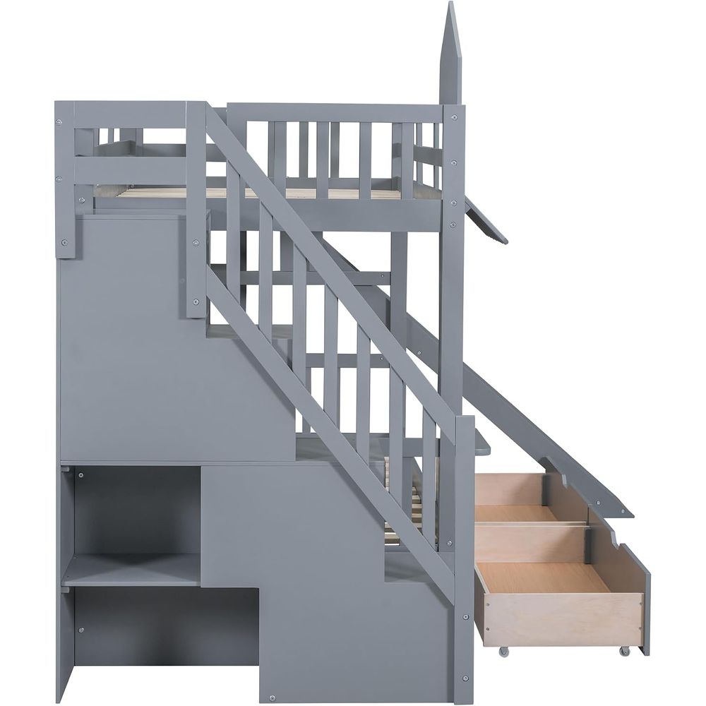 Cama Beliche Infantil emave co - Bunk Bed With Stairs And Slide avaliação e preço