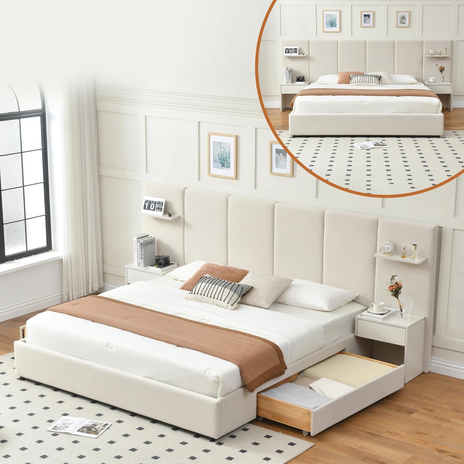 Estrutura de Cama King Size co - King Size Bed Frame With Storage Drawers avaliação e preço