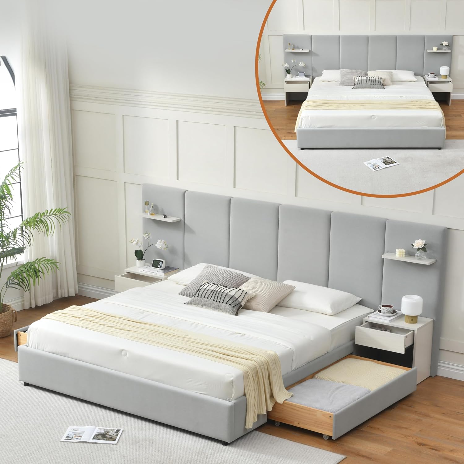 Estrutura de Cama King Size co - King Size Bed Frame With Storage Drawers avaliação e preço