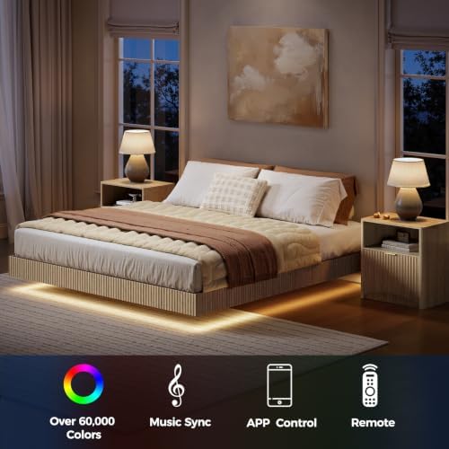 Conjunto de quarto, cama queen - Floating Nightstand With Led Light avaliação e preço