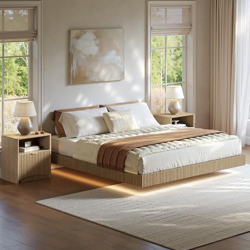 Conjunto de quarto, cama queen - Floating Nightstand With Led Light avaliação e preço