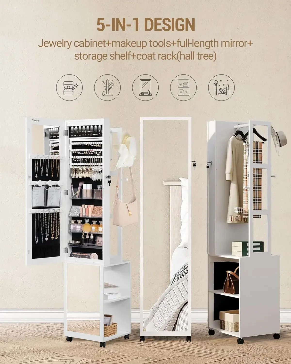 Armário de Joias com 8 LEDs, O - Full Length Mirror Jewelry Armoire avaliação e preço