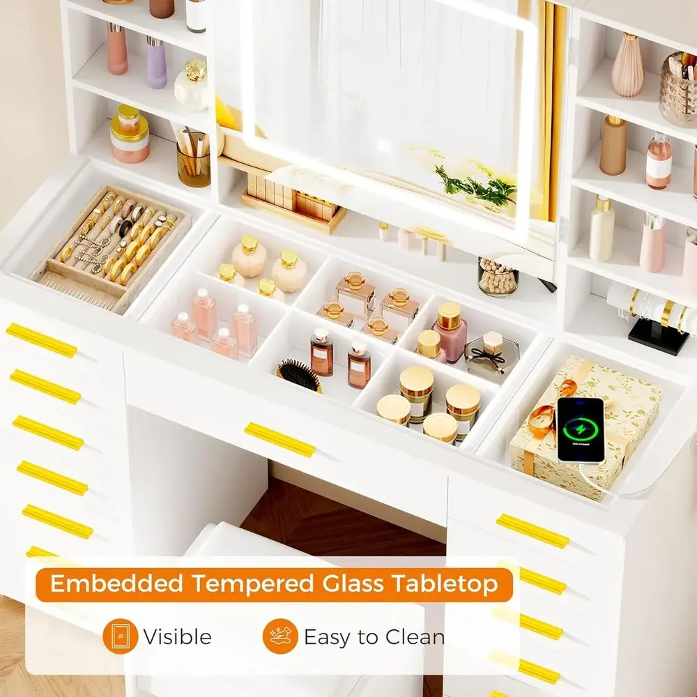 Penteadeira com Espelho LED e  - Dressing Table Vanity With Lighted Mirror avaliação e preço