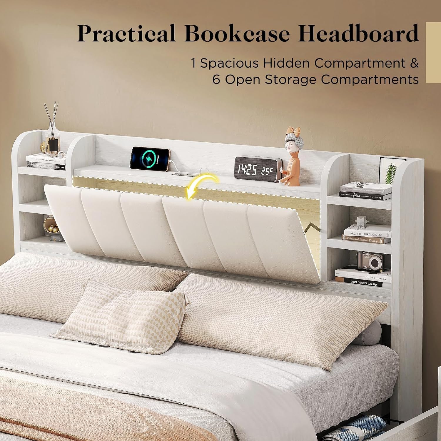 Cama Plataforma Estofada King  - King Size Bed Frame With Storage Drawers avaliação e preço