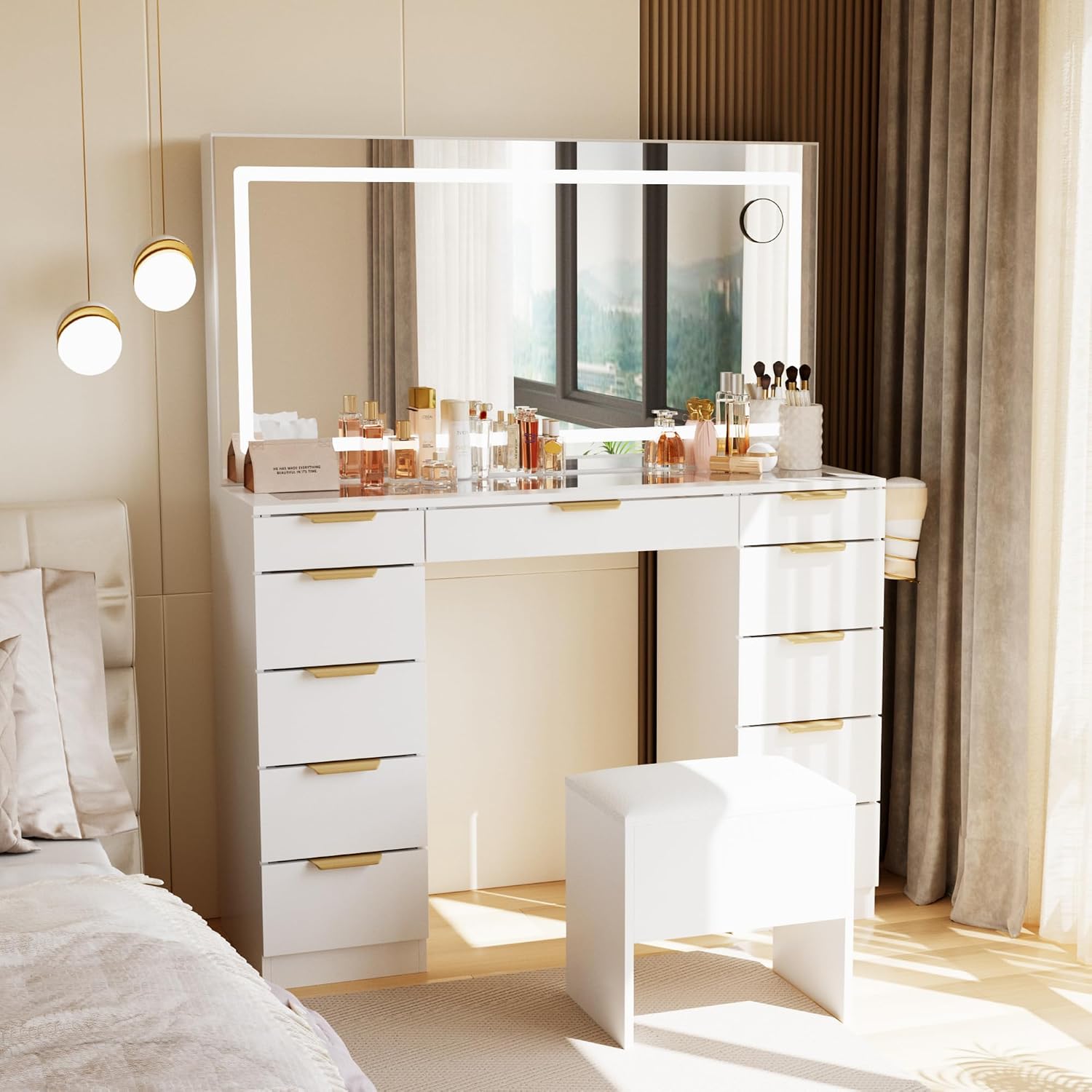 Mesa de Maquiagem com Tampo de - Dressing Table Vanity With Lighted Mirror avaliação e preço