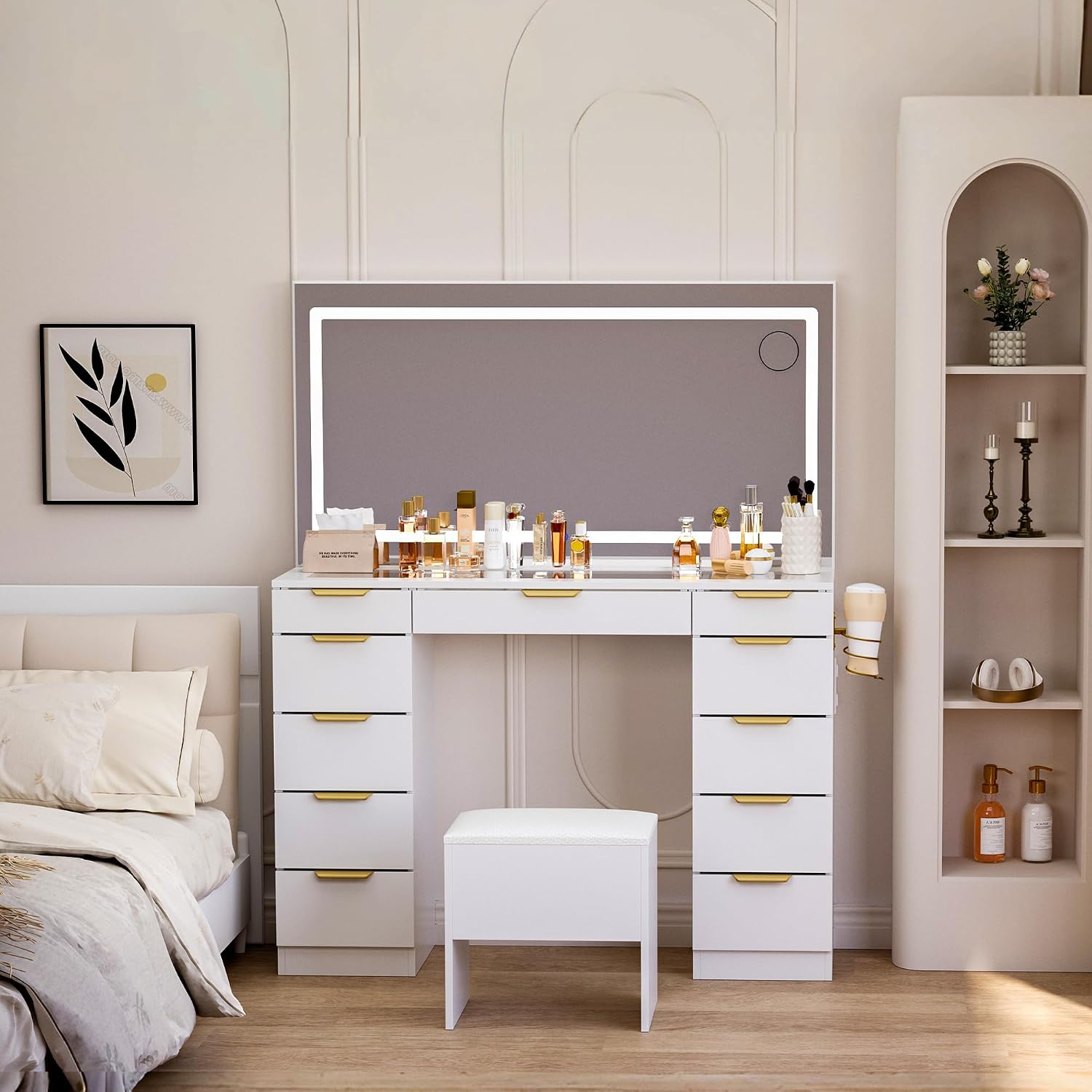 Mesa de Maquiagem com Tampo de - Dressing Table Vanity With Lighted Mirror avaliação e preço