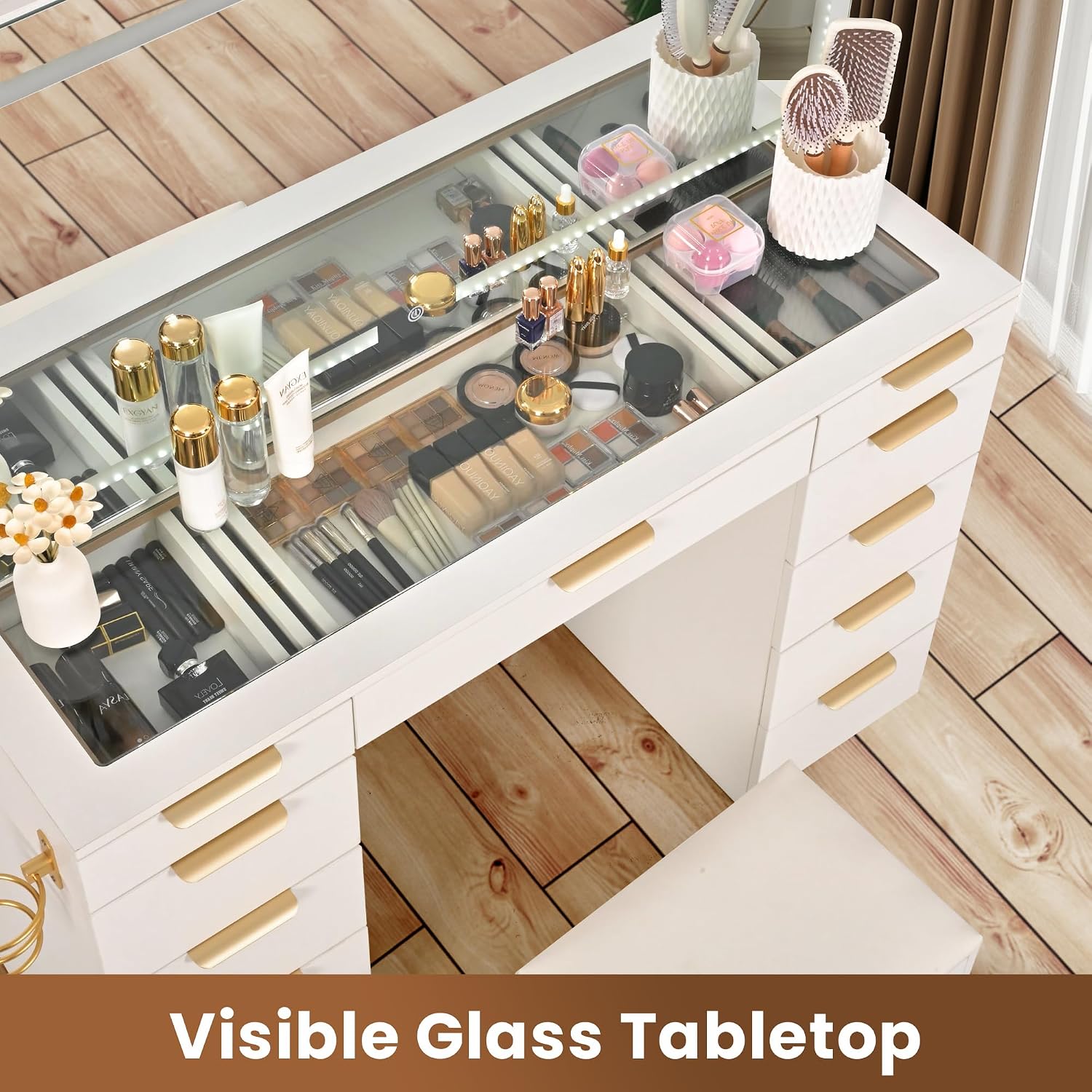 Mesa de Maquiagem com Tampo de - Dressing Table Vanity With Lighted Mirror avaliação e preço