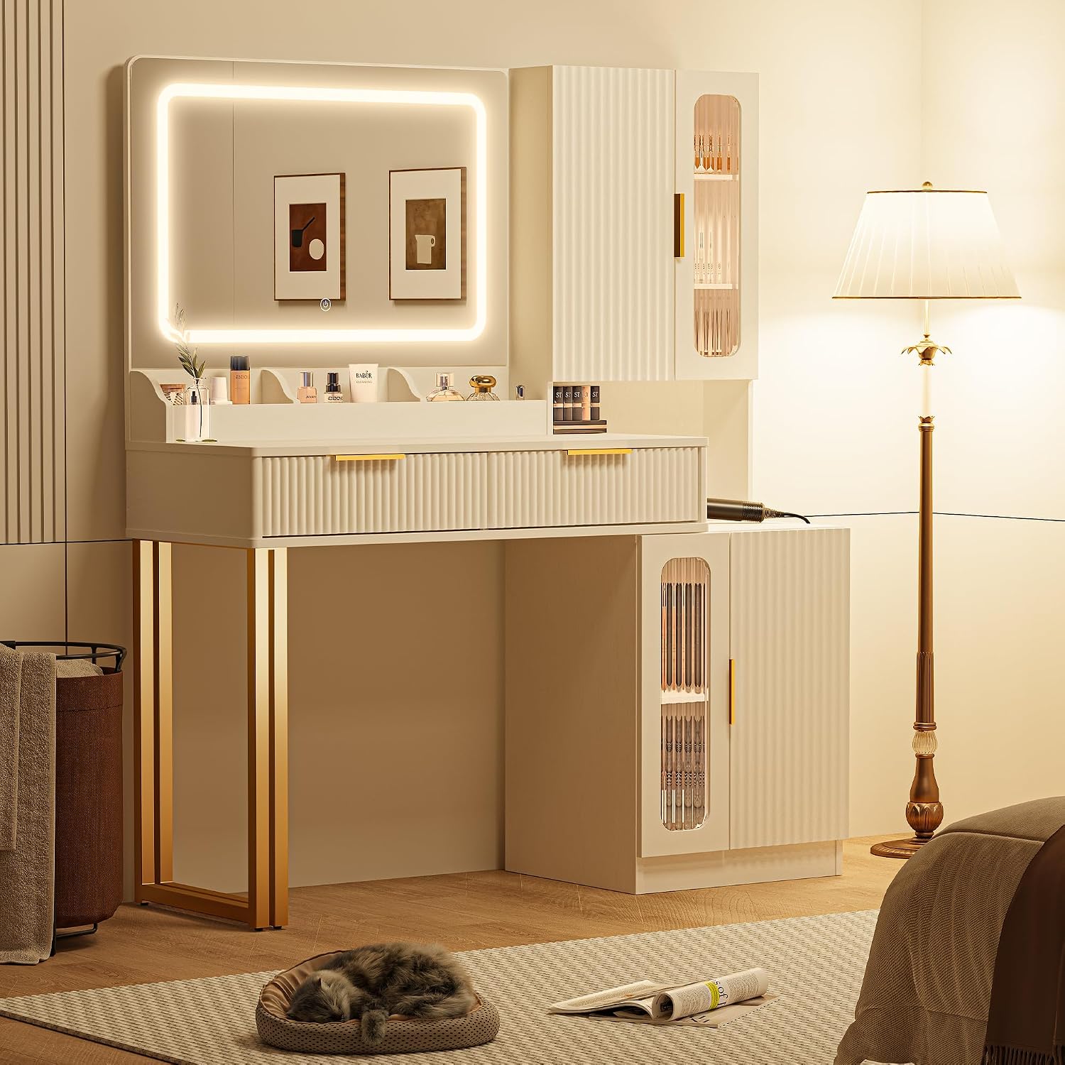 Espelho de Maquilhagem de 42 p - Dressing Table Vanity With Lighted Mirror avaliação e preço