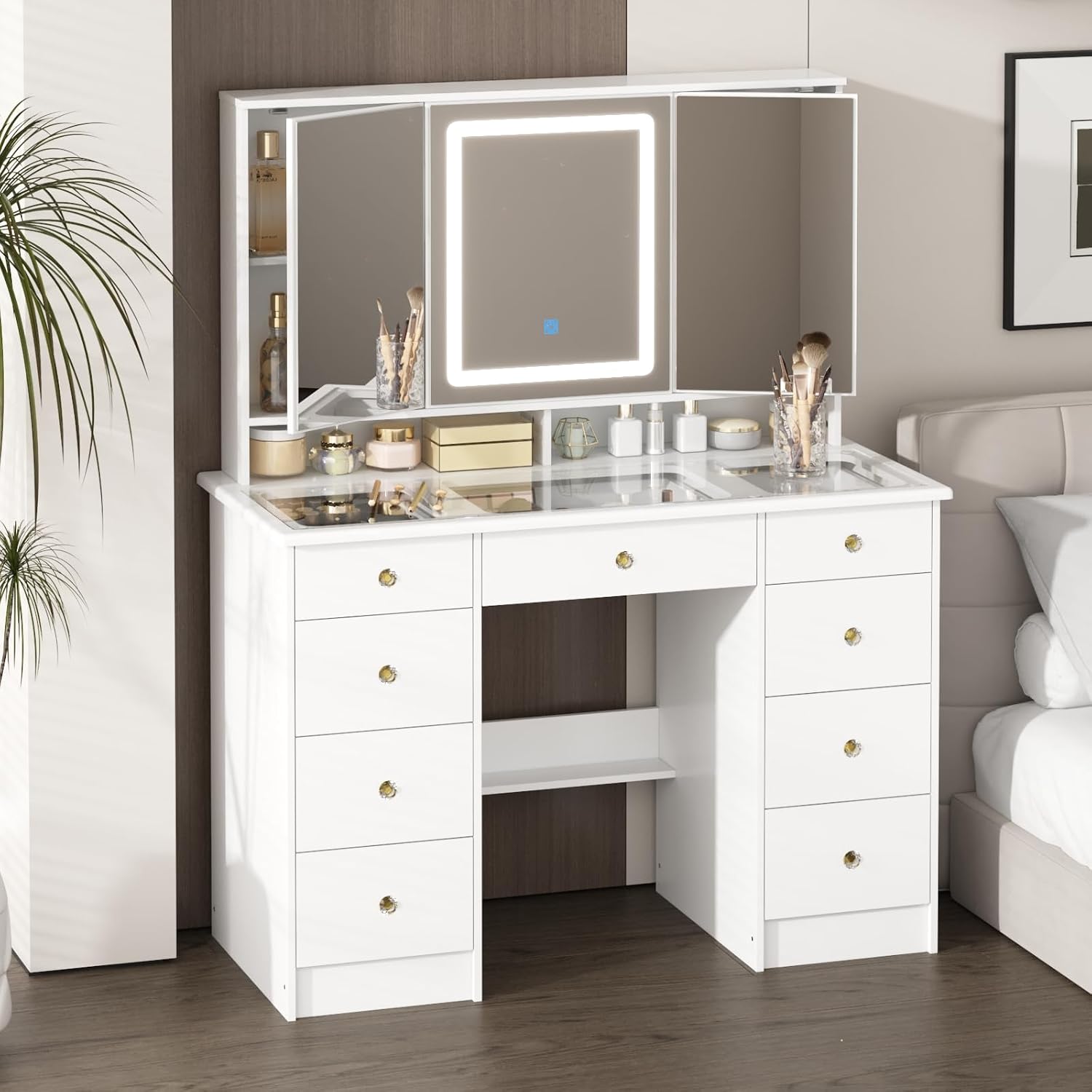 Mesa de Maquiagem com Espelho  - Dressing Table Vanity With Lighted Mirror avaliação e preço