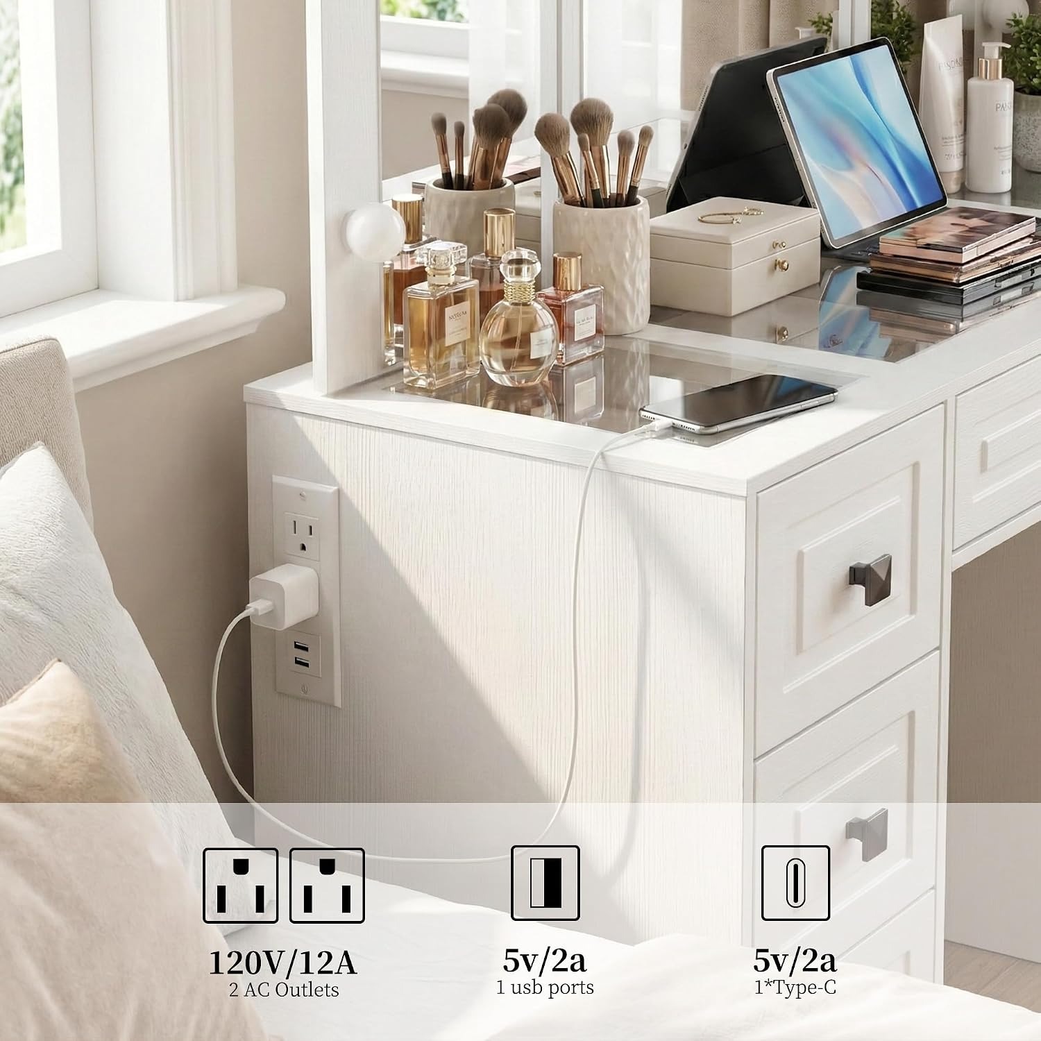 Mesa de Maquiagem Iluminada, E - Dressing Table Vanity With Lighted Mirror avaliação e preço