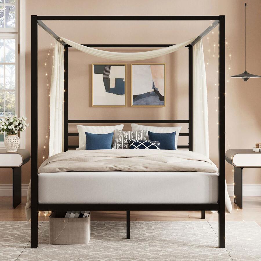 Estrutura de Cama com Dossel P - Canopy Bed Frame Metal Queen avaliação e preço