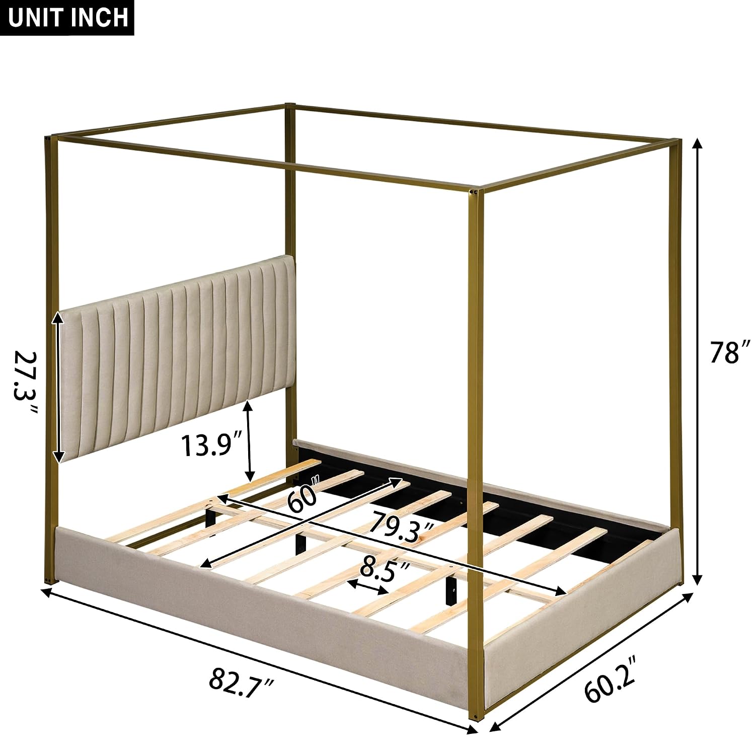Cama Plataforma Moderna com Do - Canopy Bed Frame Metal Queen avaliação e preço