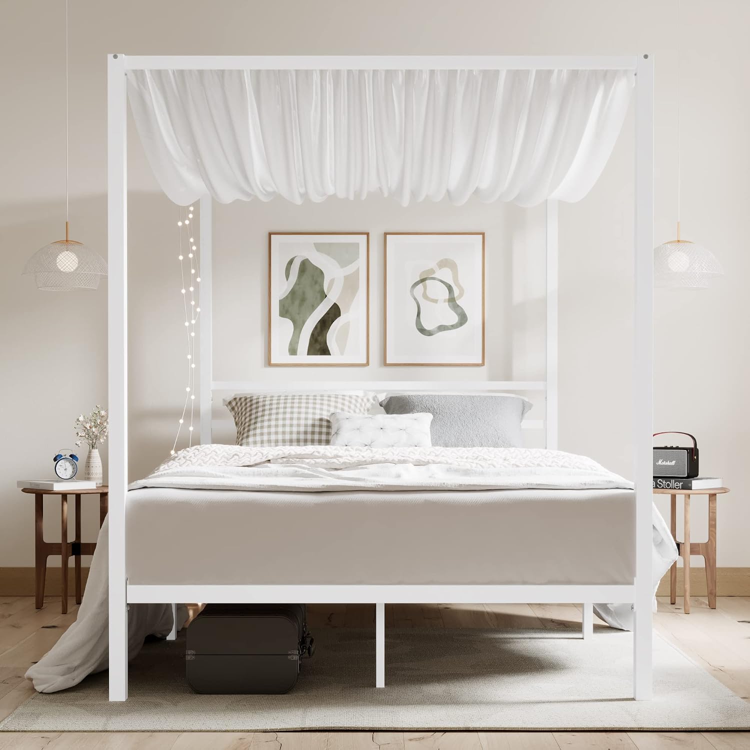 Estrutura de Cama com Dossel d - Canopy Bed Frame Metal Queen avaliação e preço