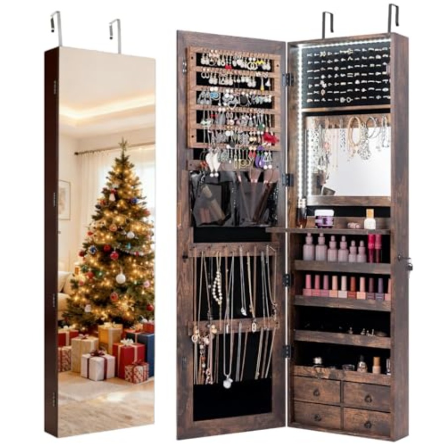 Armário de joias com 47 LEDs p - Full Length Mirror Jewelry Armoire avaliação e preço