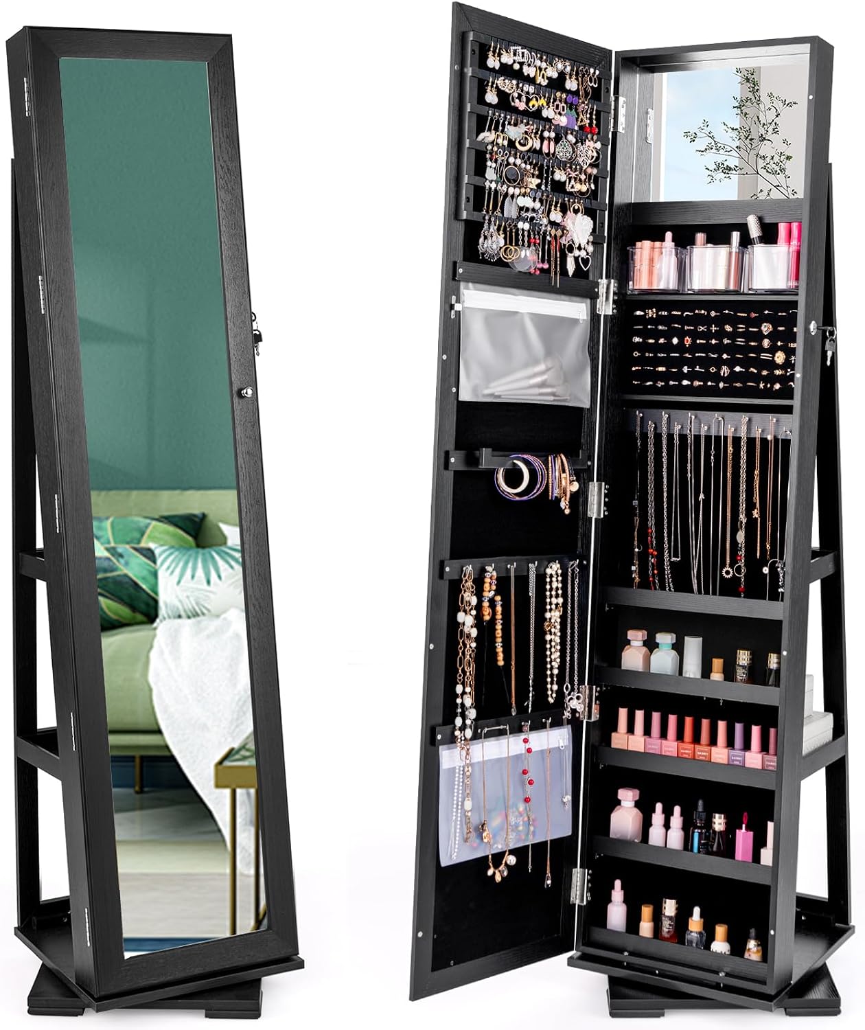 Armário de Joias Preto com Esp - Full Length Mirror Jewelry Armoire avaliação e preço