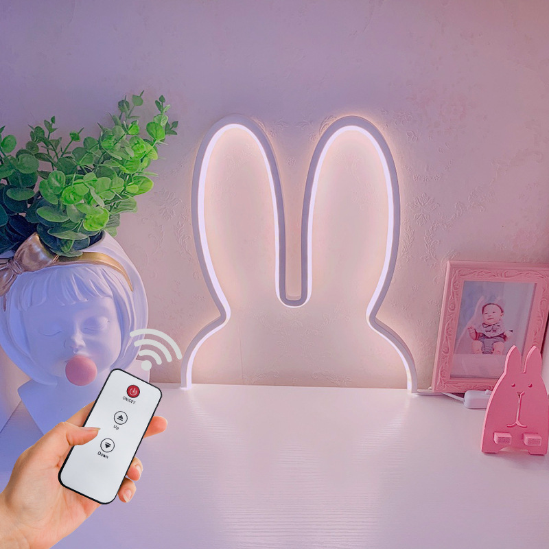 Bonito led coelho luzes de par - Floating Nightstand With Led Light avaliação e preço