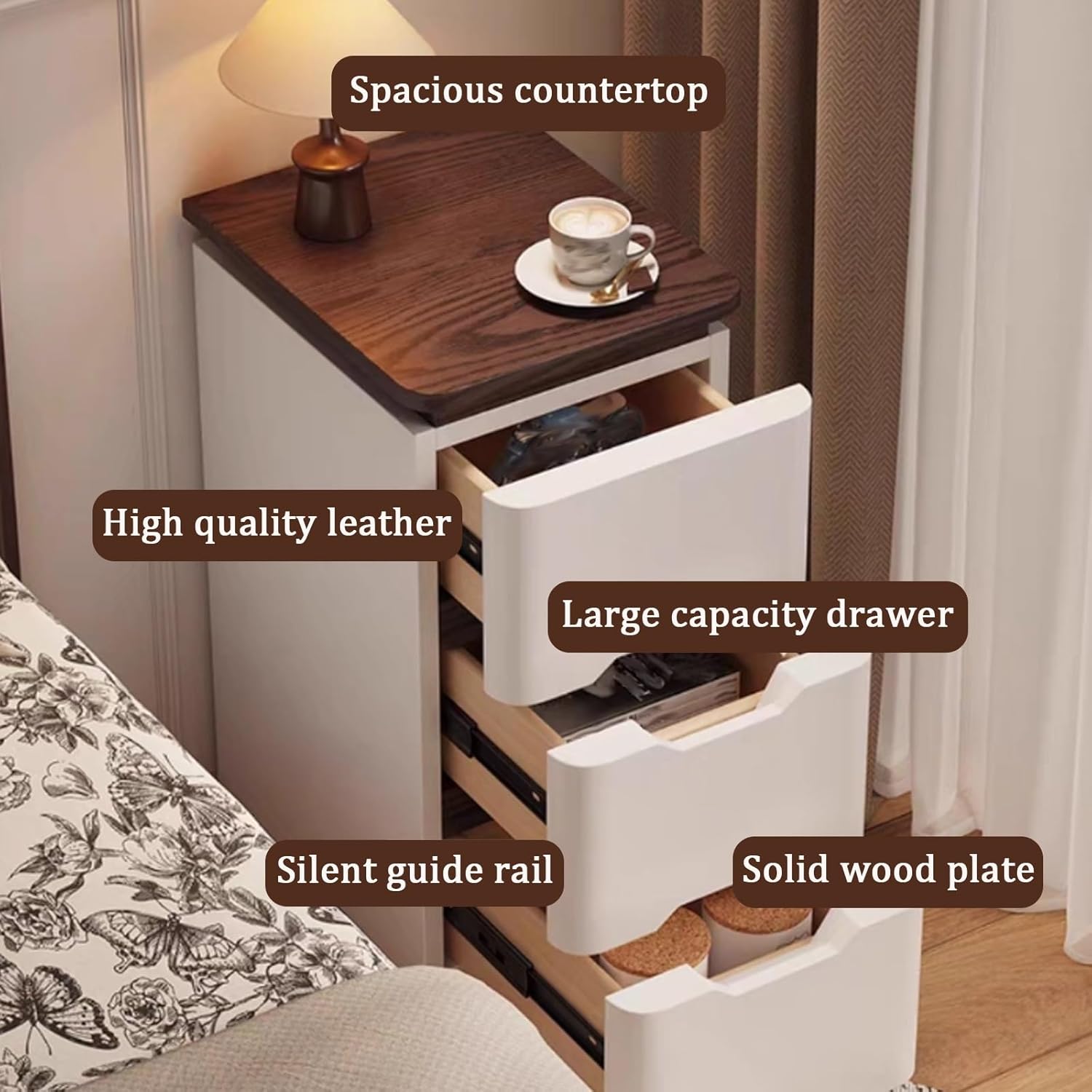 Mesas de Cabeceira para Quarto - Solid Wood Nightstand 2 Drawers avaliação e preço